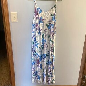 Floral Maxi Dress with Blue and Purple Accents
